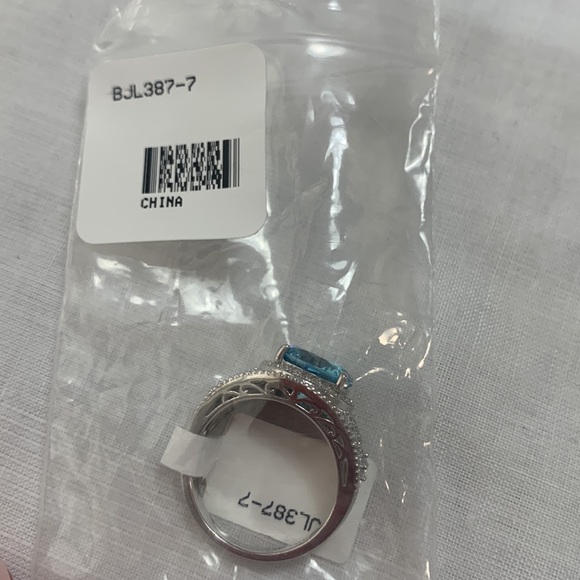 NWT JTV BELLA LUCE 7.07CTW AQUAMARINE & WHITE DIAMOND SIMULANTS RHODIUM OVER SS - Picture 6 of 6